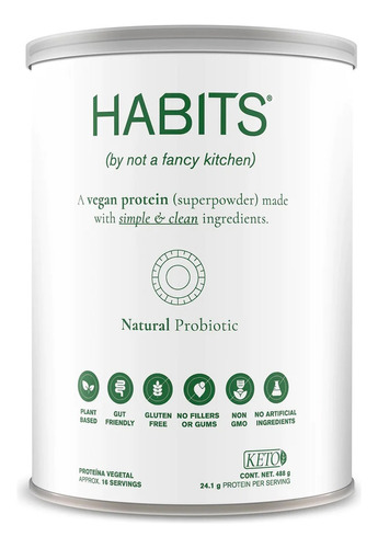 Proteína Habits Vegana Keto 488g 15 Serv Los Sabores Sabor Natural