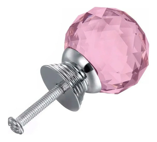 Tirador Cristal Facetado Diamante Rosa Cajón Cima
