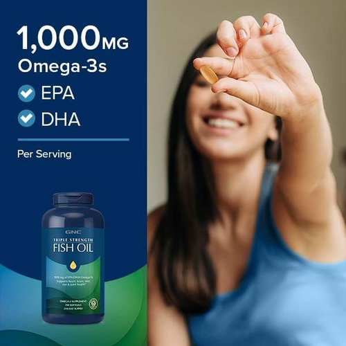 Óleo De Peixe Gnc Triple Strength Omega 3 1000 Mg, 120 Unida