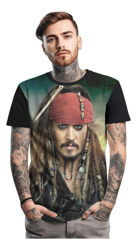 Camiseta  Capitão Jack Sparrow  Piratas Do Caribe