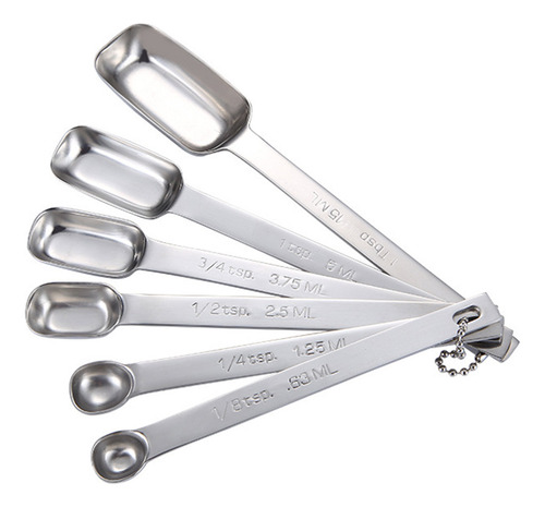 6 Cucharas Medidoras Con Escala Y Condimento De Acero Inoxid