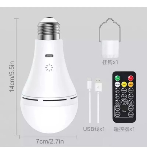 Bombilla E27 Regulable Con Mando A Distancia Y Carga Usb
