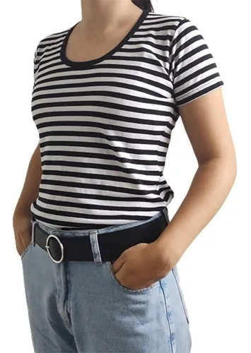 Remera rayada blanca y negra mujer hotsell