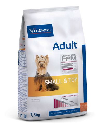 Alimento Virbac Veterinary HPM Small and Toy para perro adulto de raza mini y pequeña sabor mix en bolsa de 1.5kg