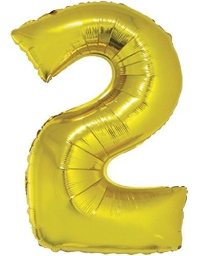  Globos Numero 2 Metalizado Dorado 32´´ Fiesta Cumple