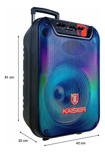 Bafle 15 Kaiser 25,000watts Con Llantas, Micrófono Ksw-3515 Negro