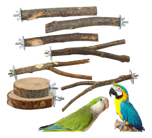 8 Piezas Jaula Para Pájaros Rama Loro Pájaro De Pie Palo