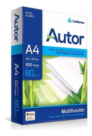 Resma Ledesma Autor A4 80 Grs Pack X 5