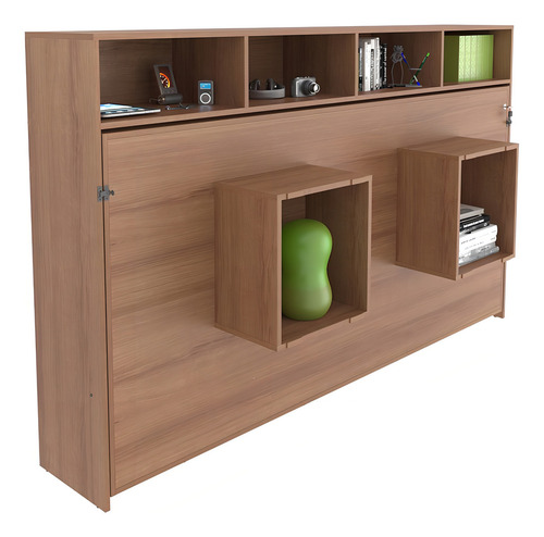 Cama retratil horizontal solteiro CM8020 amendoa Tecno Mobili
