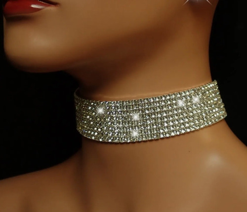 Gargantilla Choker De Strass/collar De Fiesta/brillo