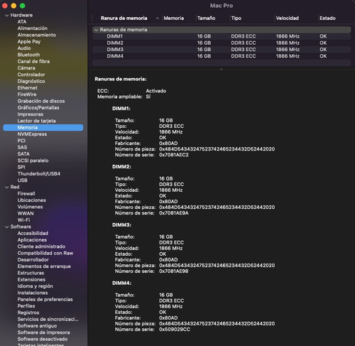 Kit Memoria Ram 64gb 1866mhz Mac Pro 6.1 (late 2013)original (Usado)