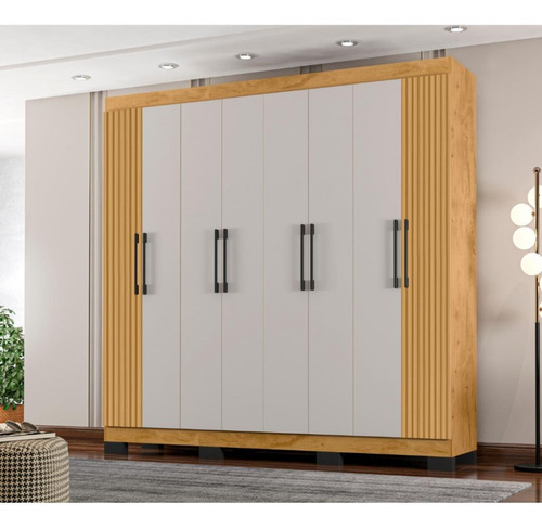 Guarda Roupa Casal 8 Portas 4 Gavetas B234818-3 Araplac Cor Freijo/Baunilha