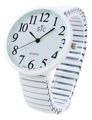 Stc Reloj Blanco Con Esfera Súper Grande De 43 Mm, Extragran