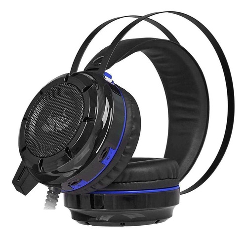 Fone de ouvido over-ear gamer Knup KP-417 preto e azul