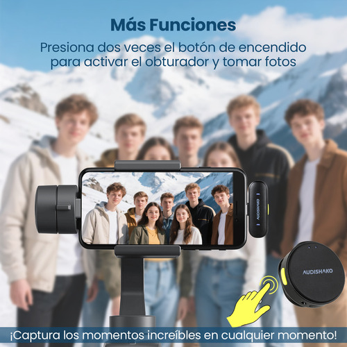 Micrófono Inalámbrico Solapa Audishako Mic-M2 Para Combo Color Negro, Para Iphone/Android/Cámara/Pc, Mini Micrófono De Lavalier, Filtro De Voz, Cancelación De Ruido, Batería De 40h Para Grabación Vlog