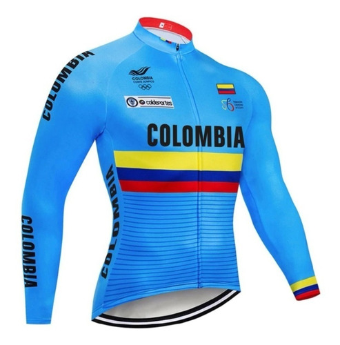 Camisa Camiseta Ciclismo Colombia Manga Larga Hombre .