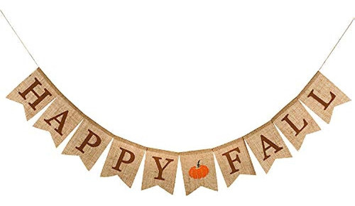 Whaline Happy Fall Pumpkin Burlap Banner Harvest Home Decor 