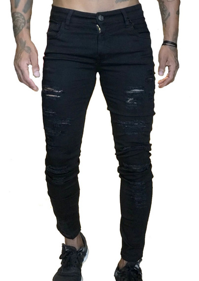 calça preta skinny rasgada