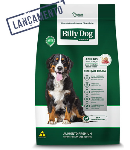 Ração Billy Dog Natural Cães Adultos Carne E Cereais 15kg