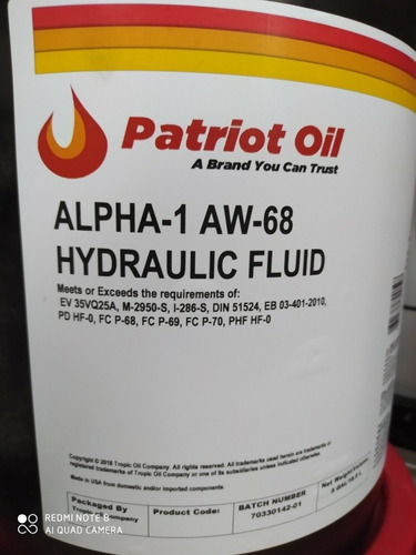 Aceite Hidráulico Aw-68 Patriot Oil / Tambor