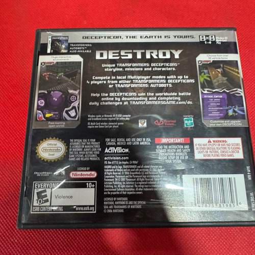 Transformers Decepticons Nintendo Ds Original (Usado)