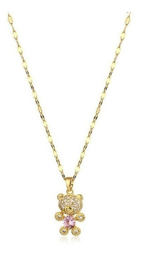 Oferta!! Collar Oso Oro 18kt Circon Mujer 23