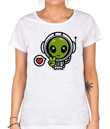 Remera De Mujer Omni Corazon Espacio Astronauta Galaxia