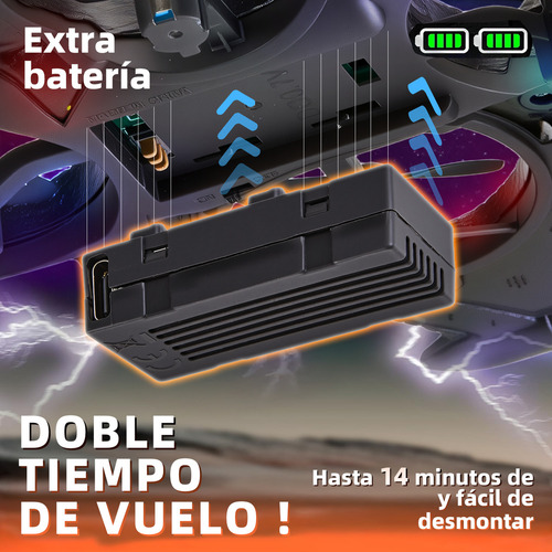 Lictin Drones Para Niños Avión Rc 2.4ghz De Combate Con Giro De 360°, Con Giroscopio De 6 Ejes Y Radar De Evitación De Obstáculos , Con Baterías Duales , Con Luces Led De Navegación De Colores Azules