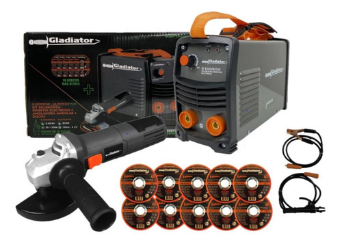 Soldadora Inverter 200 Amp+amoladora 41/2+discos - Gladiator Frecuencia 50-60hz Color Gris Oscuro