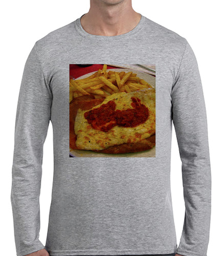 Remera Hombre Ml Milanesa Bodegon Al Plato Comida Local