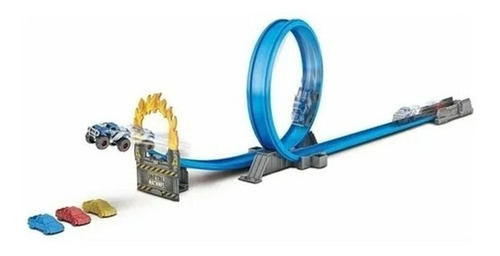 Pista Loop Con Lanzador Y Camioneta 4x4 Compatible Hw Color Unico