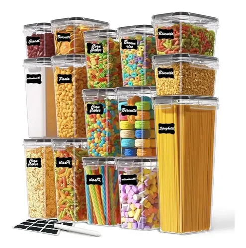 Kit14 Pote Hermético Qd Resistente Cozinha Dispensa Alimento Transparente
