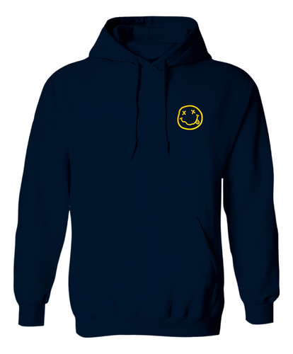 Sudadera Con Gorro Bordado Nirvana Logo Amarillo Banda Rock