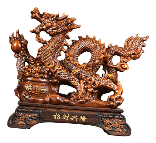 Figuritas De Dragón De Resina, Chinos, Color Madera Medio