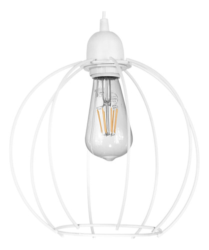 Colgante Tipo Esfera Ferrolux Blanco Metálica 26cm Apto Led