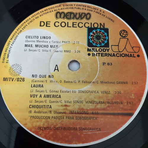 Menudo - Menudo De Coleccion Lp