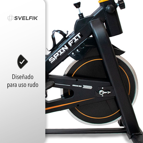 Bicicleta fija Svelfik Spin Fit para spinning color negro y naranja