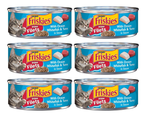 6 Pack Friskies Filetes Pescado 5.5oz Alimento Húmedo Gatos 