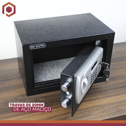 Imagem 4 de 6 de Cofre Display Eletrônico Digital Chave Senha 20mm 6kg 8l