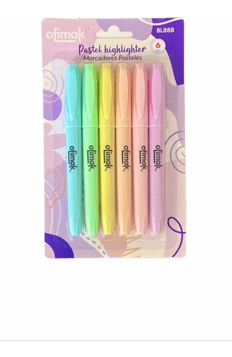 Resaltadores Pastel Highlighter Set De 6 Colores Ofimak