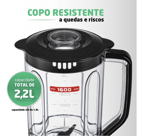 Liquidificador Turbo Power L-99 Fb 2,2l 550w Preto Mondial 110V
