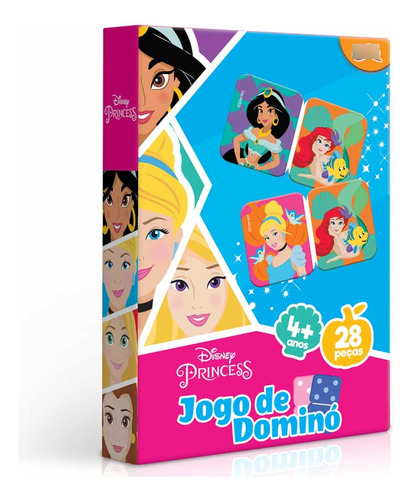Jogo De Dominó Infantil - Princesas Disney - 28 Peças - Toy