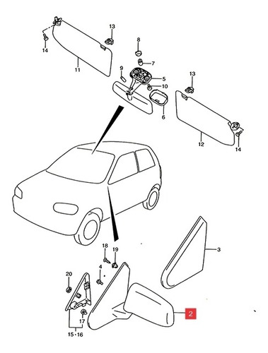 Espejo Ext. Izq. Manual S/control Suzuki Alto 800 Gl 2016-19