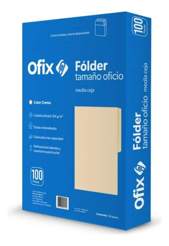 Folder Oficio Crema Paq C/100pzas Ofix