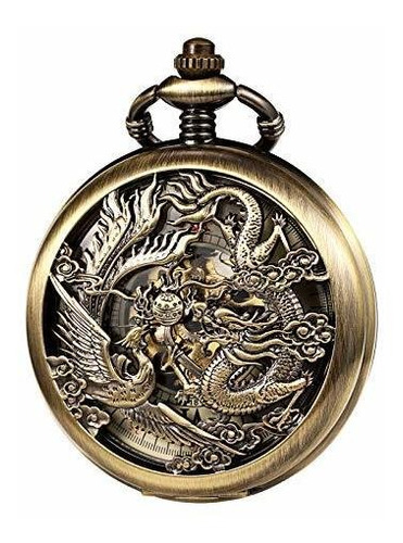 Reloj De Bolsillo Mecánico Antiguo Para Hombre Lucky Dragon 