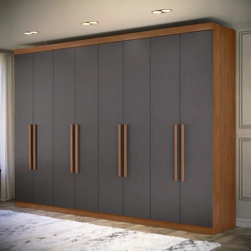 Guarda Roupa Casal Grande Master New 8 Portas 4 Gavetas Cor Jatoba