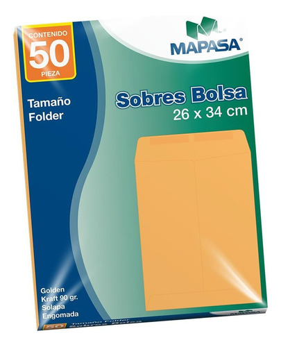 Sobre Bolsa Mapasa Folder Golden Kraft 50pzs 90g Ia0317