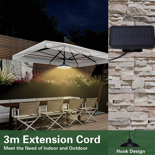 Lampara Luz Calida Led Solar Colgante Con Control Remoto
