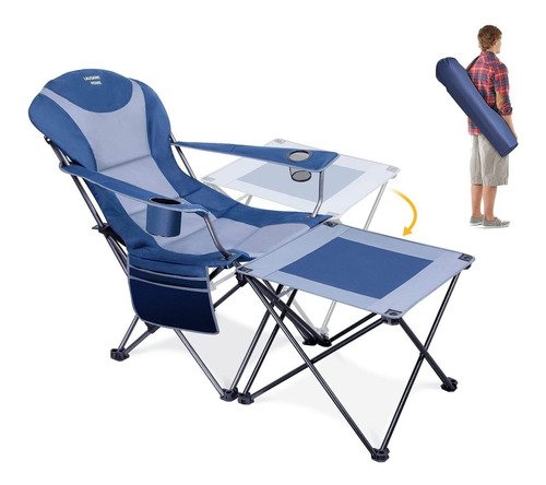 Lausaint Home Silla Camping Plegable Mesa Auxiliar Playa