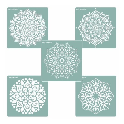 Kit 5 Stencils Decorativo Mandala  30x30